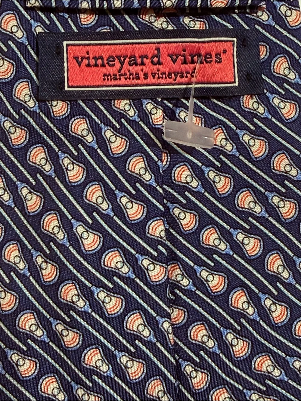 Vineyard Vines Men's Silk Tie Navy Blue Orange Lacrosse Stick Novelty Preppy